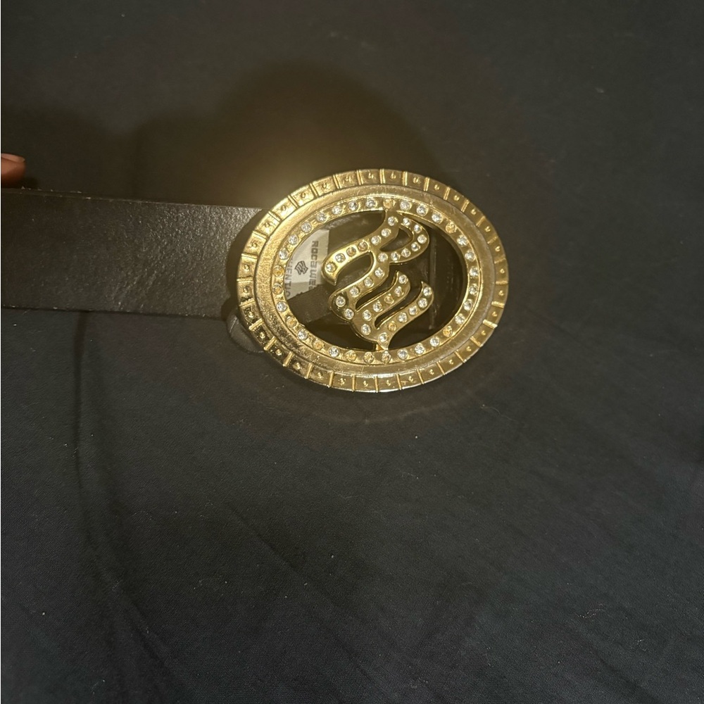 Black and Gold Leather Belt